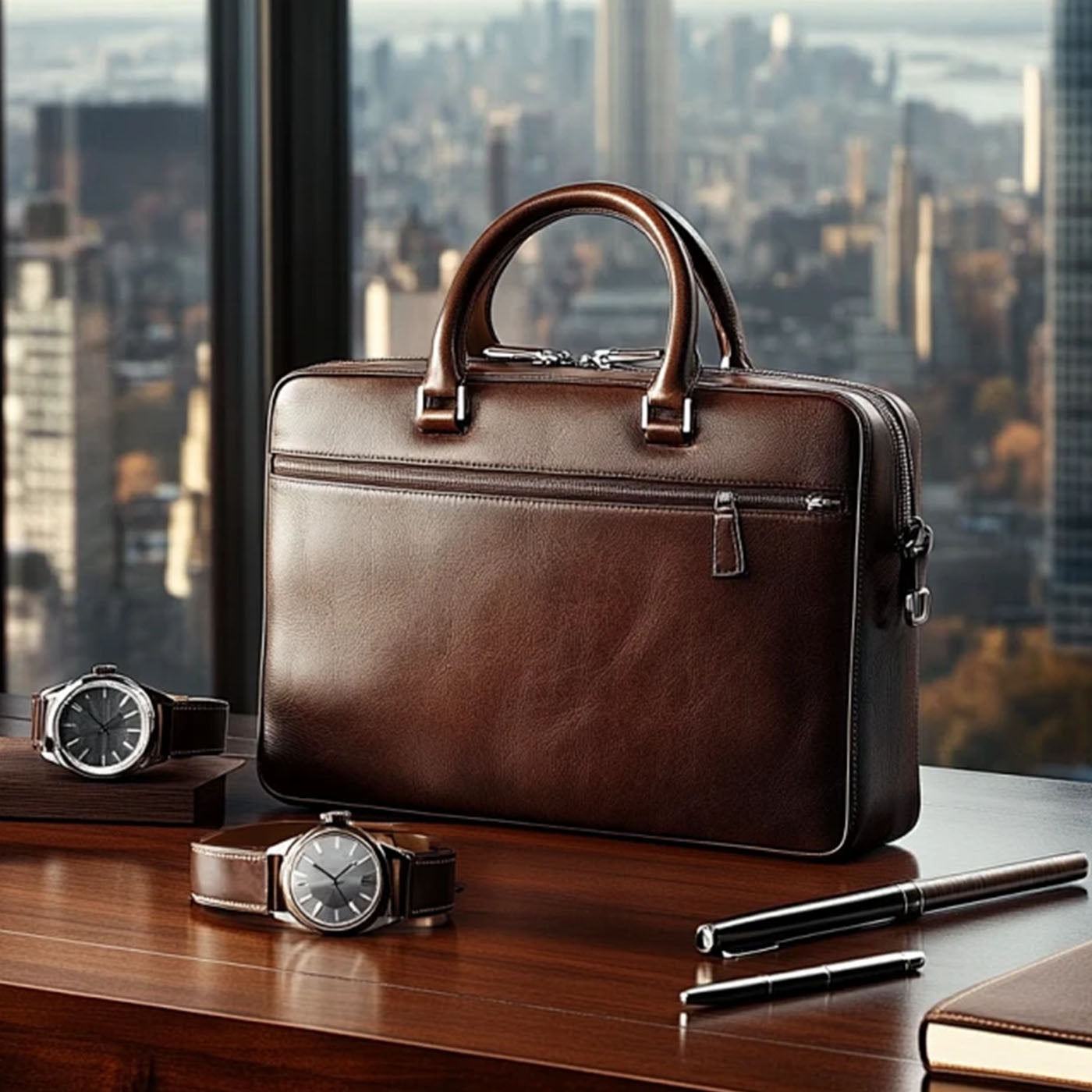 Office-style Leather Handle Bag
