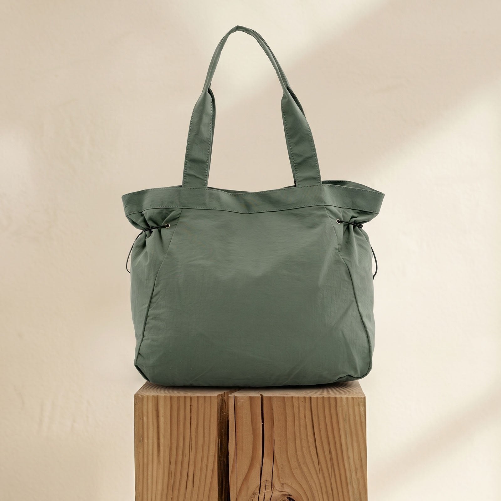 Handbag Nylon Tote Bag for Women in Green, Front View