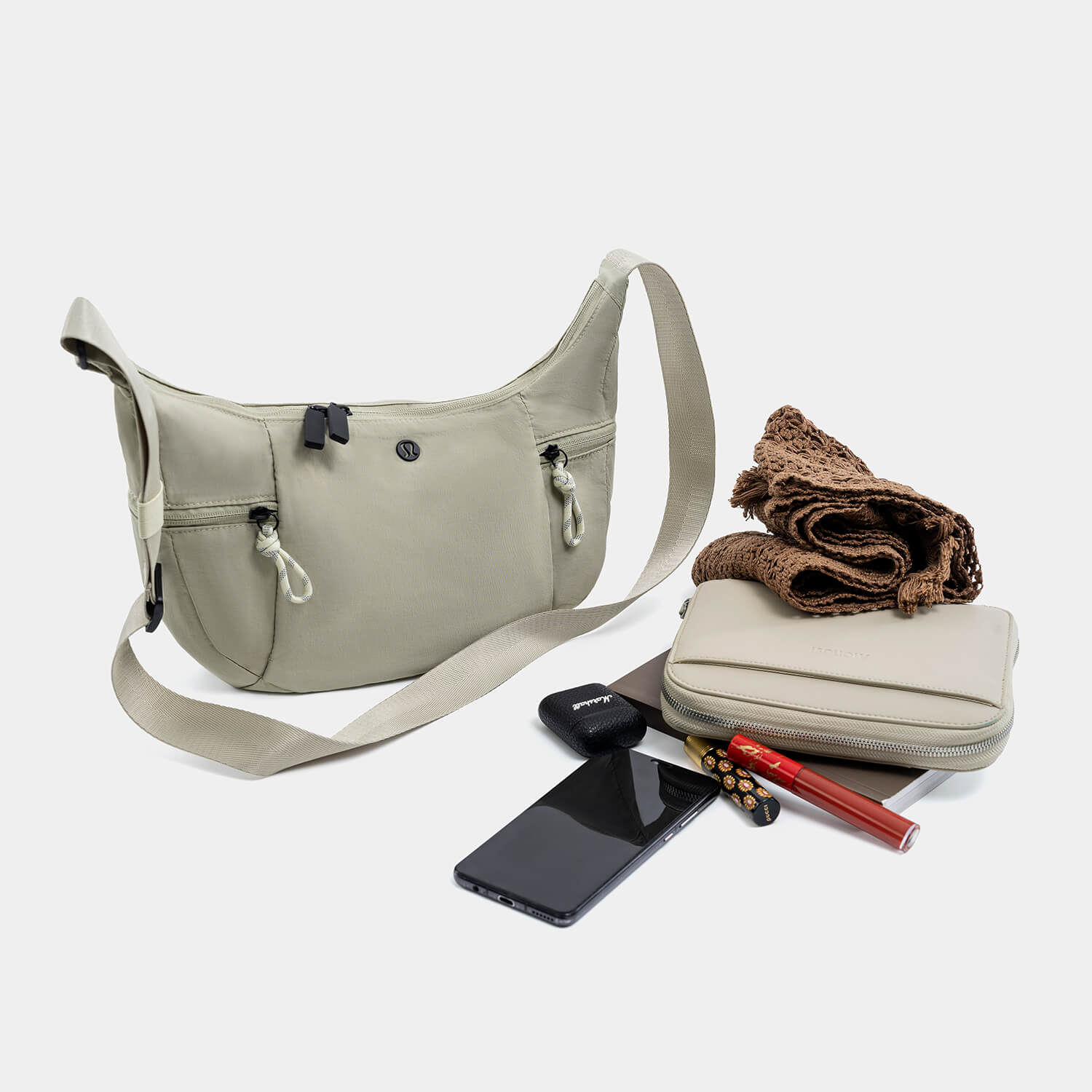 Journion Semi-circular Nylon Crossbody Bag