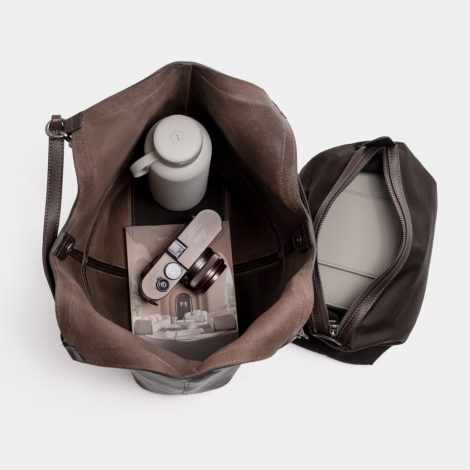 Journion Classic Brown Tote Bag with Handle