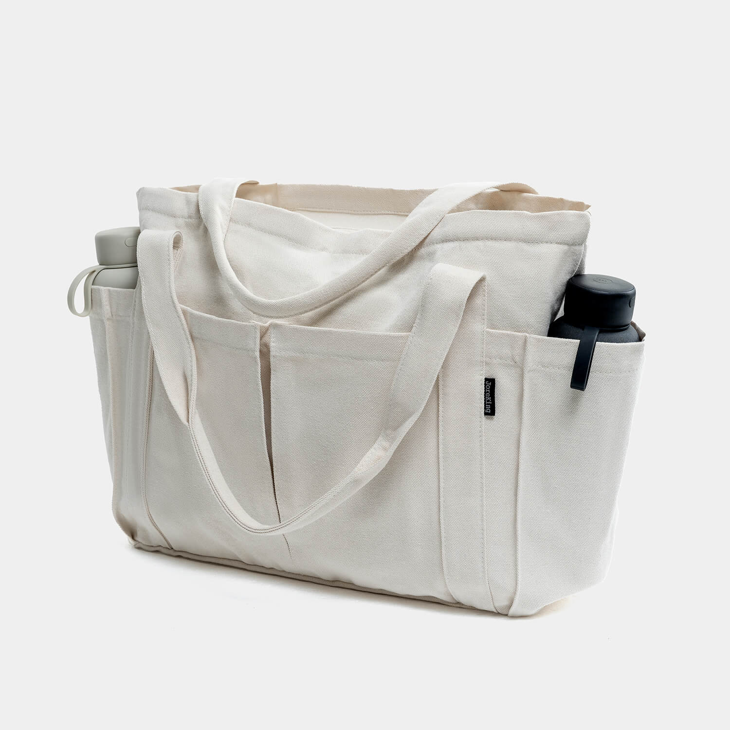 Journion White Canvas Tote Bag Casual Simple