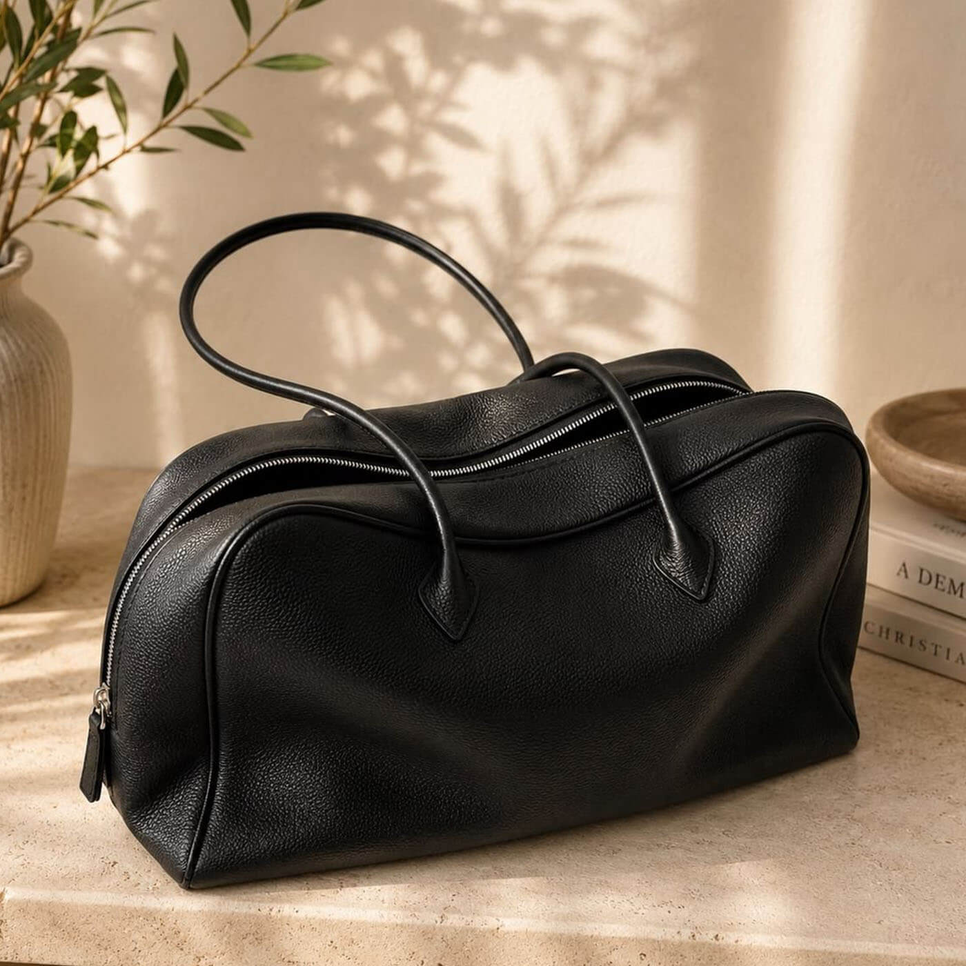 Weekend Shopping Black Top Handle Bag